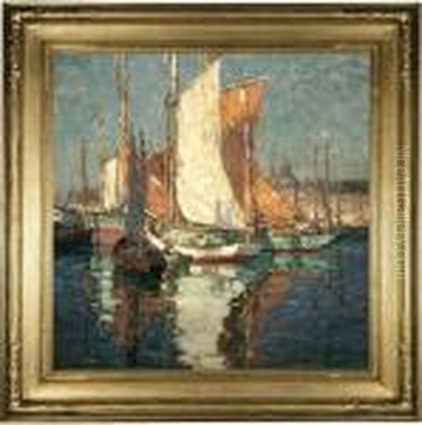 Brittany Boats In A Harbor Oil Painting by Edgar Alwin Payne