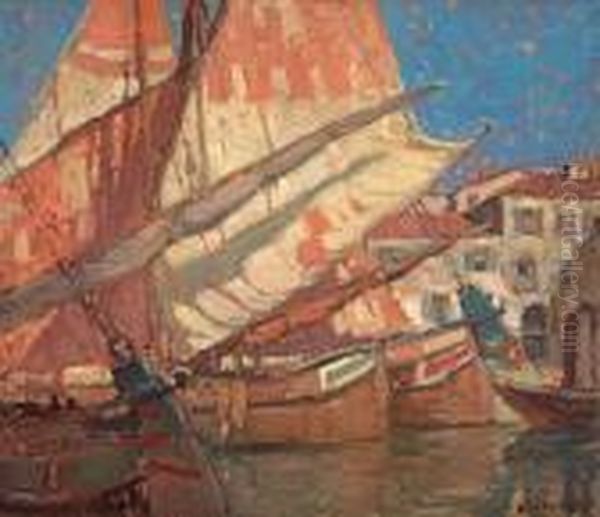 Harbor Of Golden Sails Oil Painting by Edgar Alwin Payne