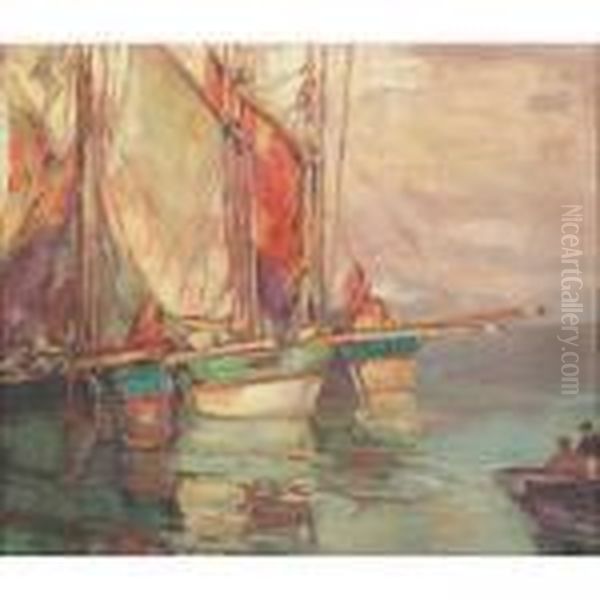 Fishing Boats Oil Painting by Edgar Alwin Payne