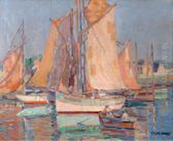 Harbor Sunset Oil Painting by Edgar Alwin Payne