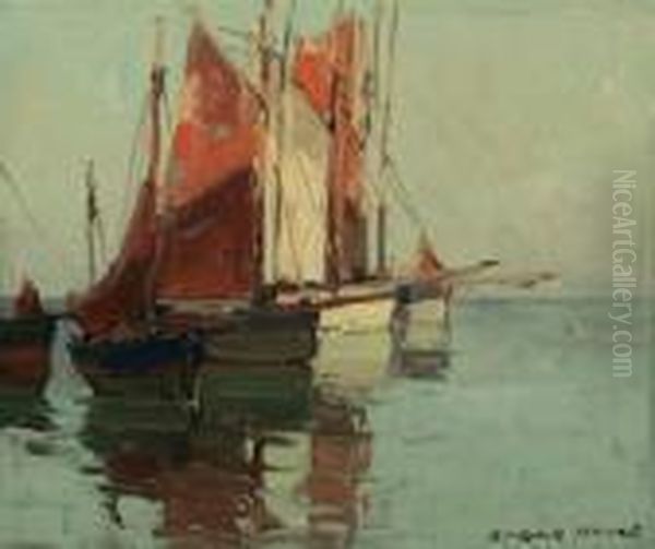 Brittany Boats In Harbor Oil Painting by Edgar Alwin Payne