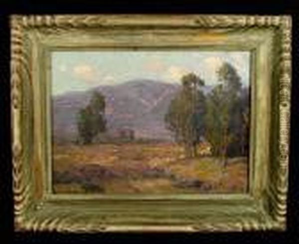 Eucalyptus Trees In A Mountainous Landscape Oil Painting by Edgar Alwin Payne