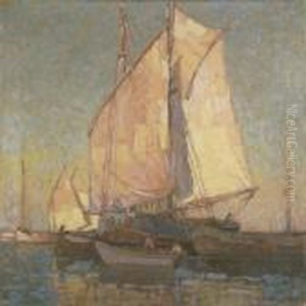 Drying Sails, Chioggia, Italy Oil Painting by Edgar Alwin Payne