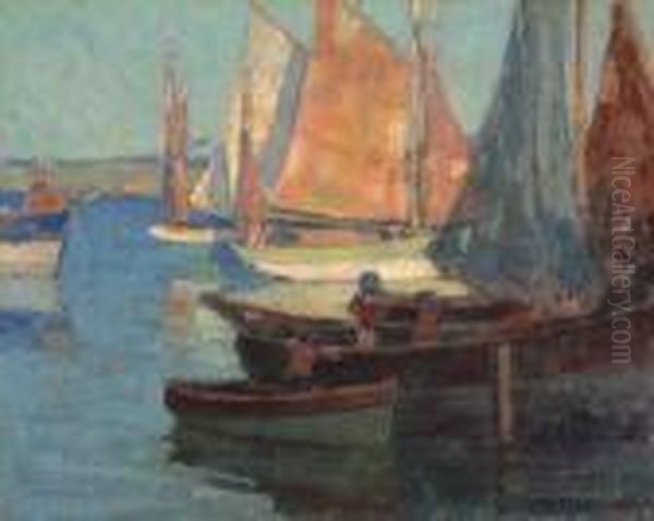 Breton Fishing Boats Oil Painting by Edgar Alwin Payne