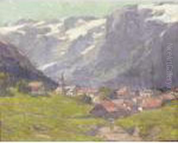 Landscape In Switzerland Oil Painting by Edgar Alwin Payne