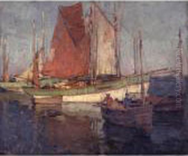 A Quiet Harbor Oil Painting by Edgar Alwin Payne