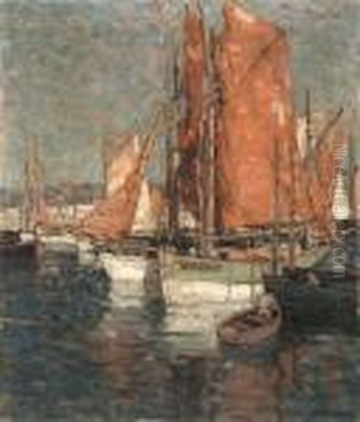 Fishing Boats Oil Painting by Edgar Alwin Payne