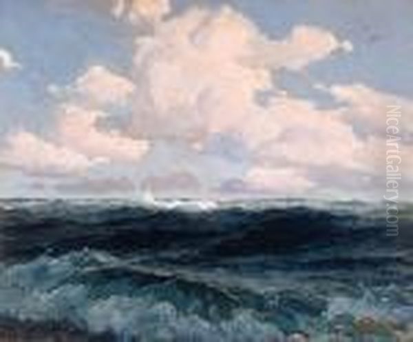 Mid-ocean Wave Oil Painting by Edgar Alwin Payne