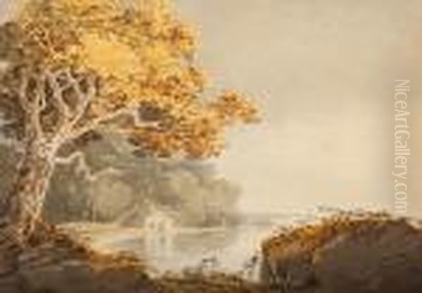 Cottage By An Inlet Oil Painting by William Payne