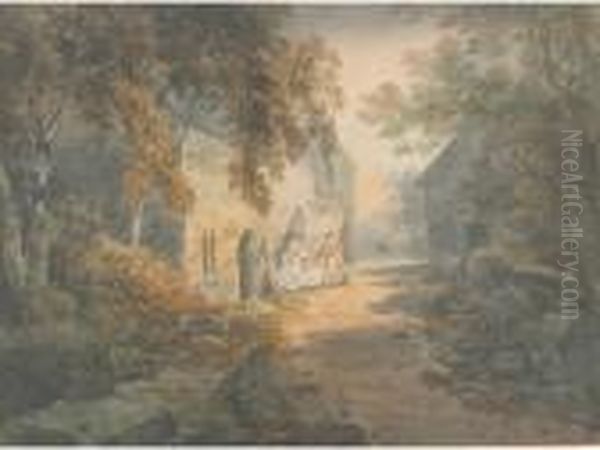 Part Of The Ruins Of Tinterne Abbey Oil Painting by William Payne