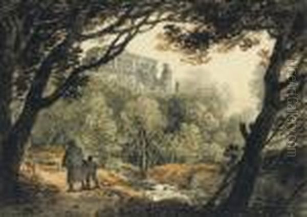 View Of Bury Castle, Near Totnes, Devon Oil Painting by William Payne