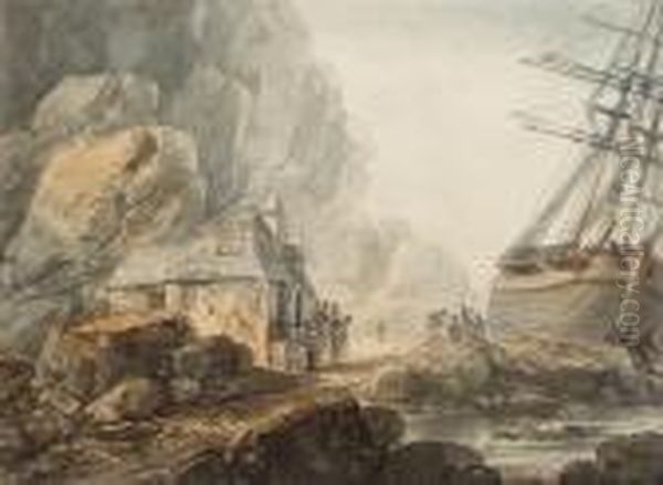 A View Under Yat Down, Near Plymouth Oil Painting by William Payne