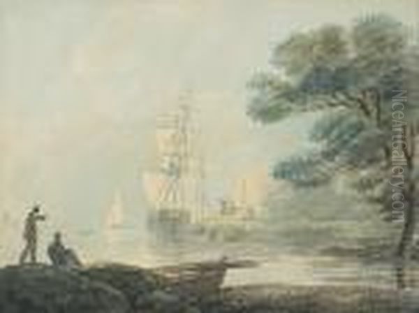 Harbor Scene Oil Painting by William Payne