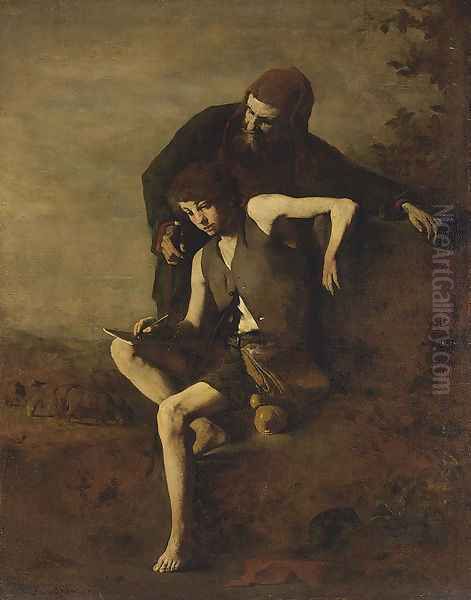 Cimabue Teaching Giotto to Draw Oil Painting by Theodule Augustine Ribot