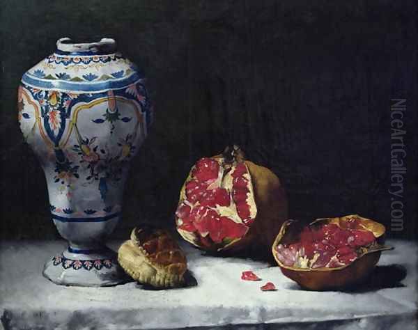 Still Life with a Pomegranate Oil Painting by Theodule Augustine Ribot