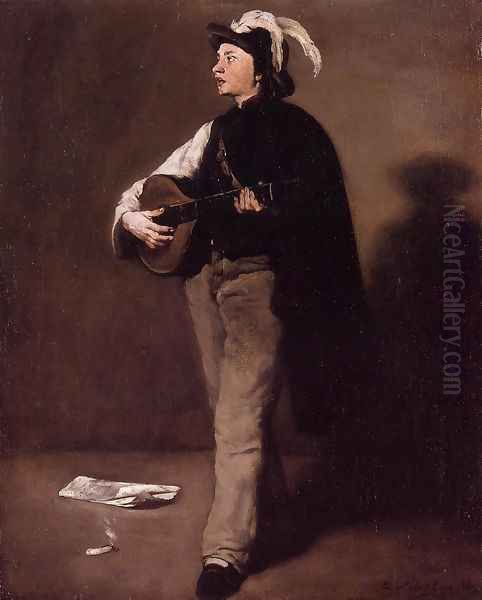 The Mandolin Player 2 Oil Painting by Theodule Augustine Ribot