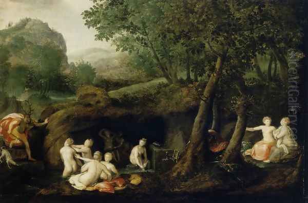 Diana Turns Actaeon into a Stag 1582 Oil Painting by Bernaert de Ryckere