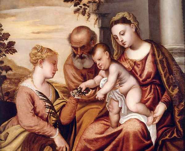 Holy Family With St. Catherine Oil Painting by Polidoro De Renzi