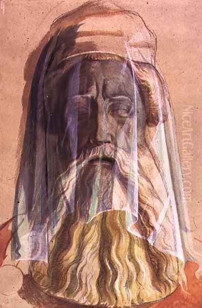 Drawing of the Head of Charlemagne 742-814 in his grave, 1846-1847 Oil Painting by Alfred Rethel