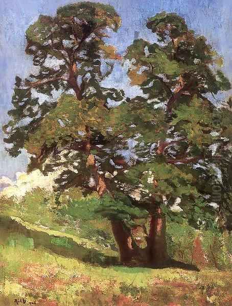 Sunlit Tree at Nagybanya 1903 Oil Painting by Alfred Rethel