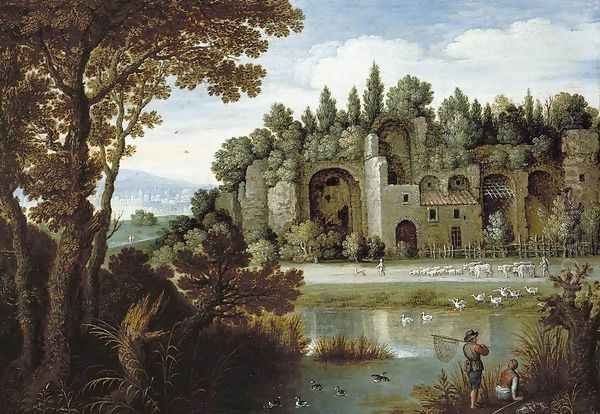 Pastoral Landscape Oil Painting by Maerten Ryckaert