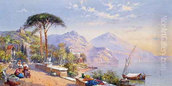 Near Naples, 1883 Oil Painting by Charles Rowbotham