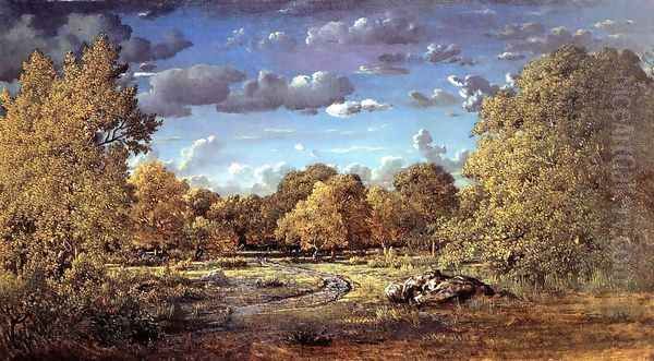 Glade of the Reine Blanche in the Fontainebleau Forest Oil Painting by Etienne-Pierre Theodore Rousseau