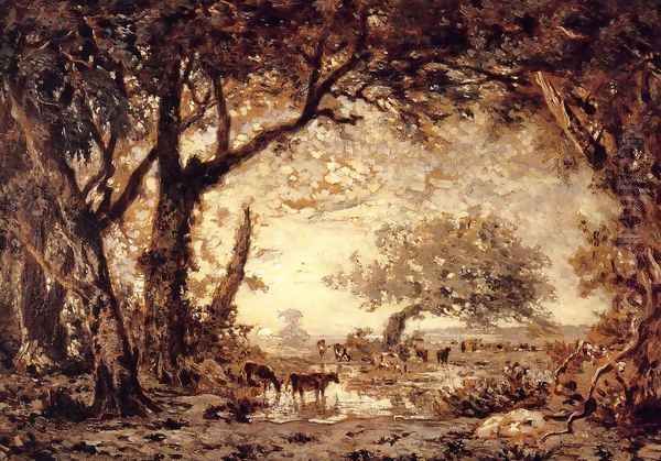 Edge of the Forest of Fontainebleau Oil Painting by Etienne-Pierre Theodore Rousseau