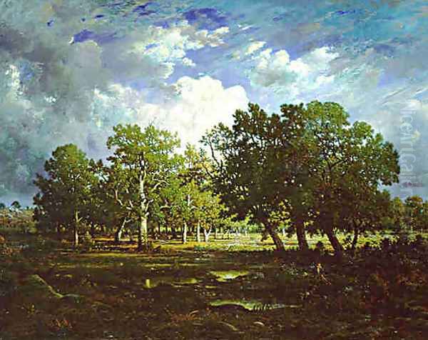 Clearing in the Forest near Fontainebleau Oil Painting by Etienne-Pierre Theodore Rousseau