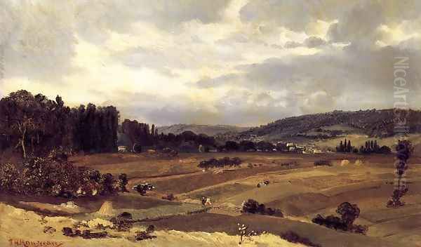 Lanscape with Farmland Oil Painting by Etienne-Pierre Theodore Rousseau