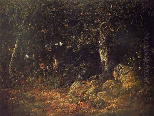 The Oak in the Rocks Oil Painting by Etienne-Pierre Theodore Rousseau