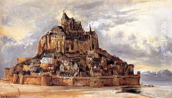 Mont-Saint-Michel Oil Painting by Etienne-Pierre Theodore Rousseau