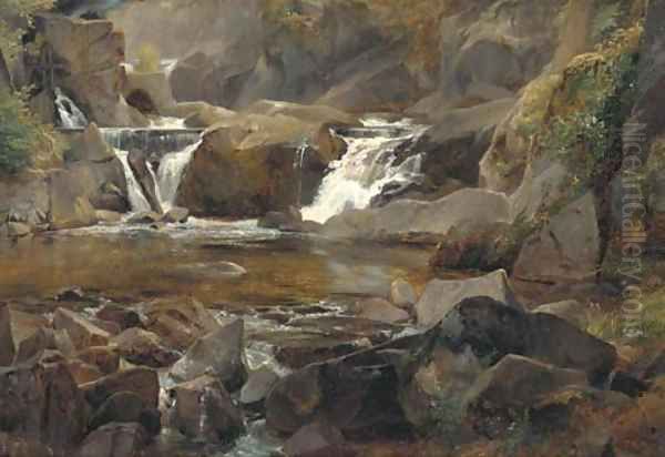 Torrent en Auvergne et retenue Oil Painting by Etienne-Pierre Theodore Rousseau