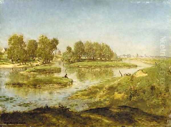 Paysage fluviale Oil Painting by Etienne-Pierre Theodore Rousseau