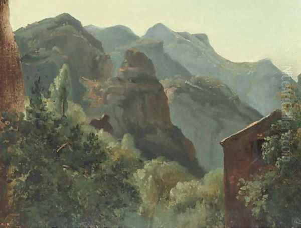 Versant de la vallee de Saint-Vincent (Auvergne) Oil Painting by Etienne-Pierre Theodore Rousseau