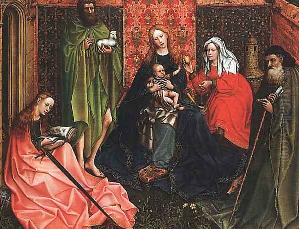 Madonna and Child with Saints in an Enclosed Garden 1440-60 Oil Painting by Follower of Robert Campin