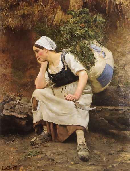 Le Repos Oil Painting by Emile Renard