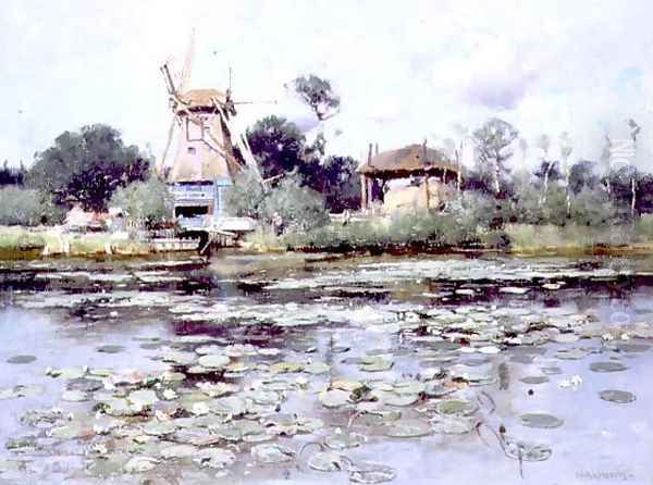 A Mill Pond Oil Painting by Frank Richards