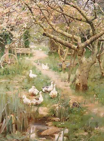 In a Cornish Orchard, 1893 Oil Painting by Frank Richards