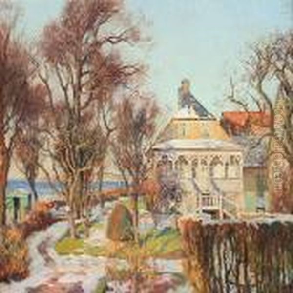 Naboens Hus Oil Painting by Viggo Christian Frederick Pedersen