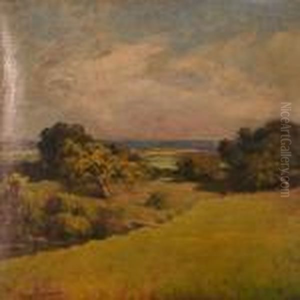 Summer Landscape Near The Sea Oil Painting by Viggo Christian Frederick Pedersen