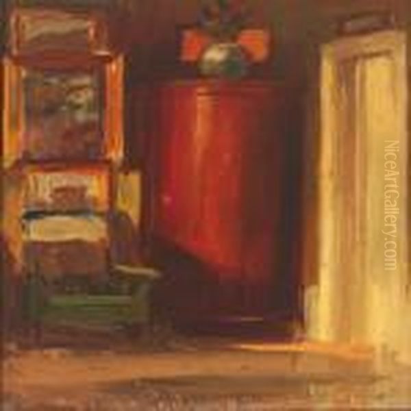 Interior Oil Painting by Viggo Christian Frederick Pedersen