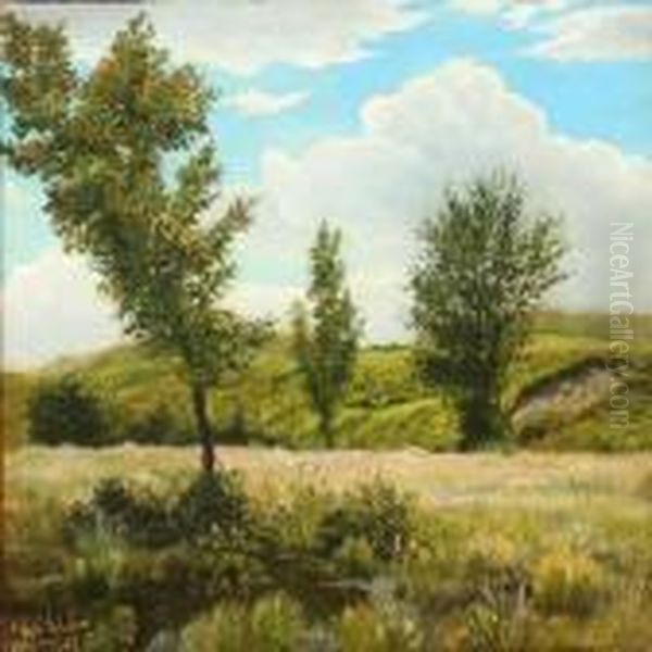 A German Summerlandscape From Bad Lippspringe Oil Painting by Viggo Christian Frederick Pedersen