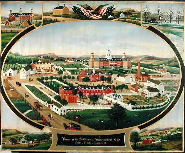 Views of the Buildings and Surroundings of the Berks County Almshouse Oil Painting by John Rasmussen