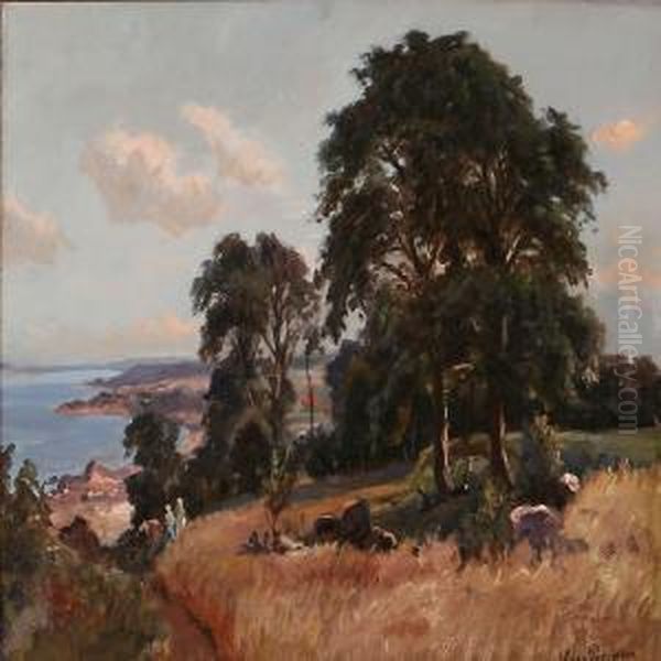 Summer's Day Atarildsleje At Kullen, Sweden Oil Painting by Viggo Christian Frederick Pedersen