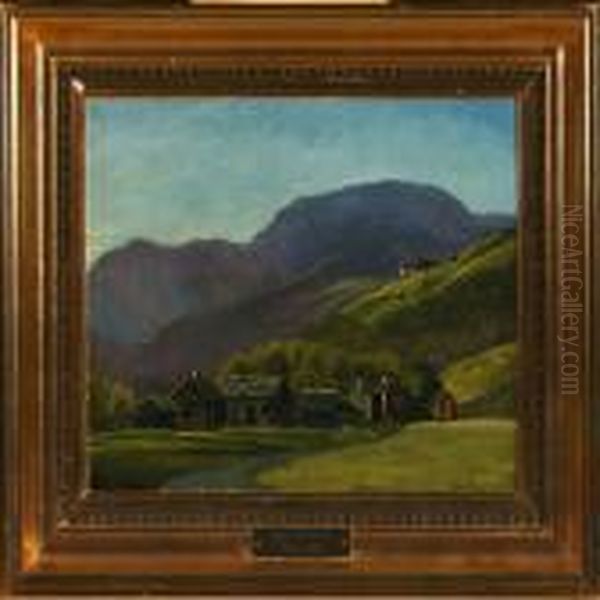 Mountain Scenery Oil Painting by Viggo Christian Frederick Pedersen