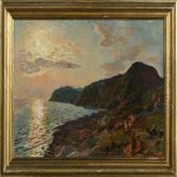 Solglans I Havet Oil Painting by Viggo Christian Frederick Pedersen