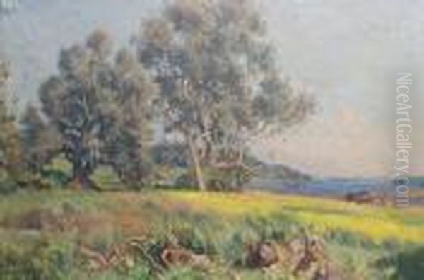 Country Landscape Oil Painting by Viggo Christian Frederick Pedersen