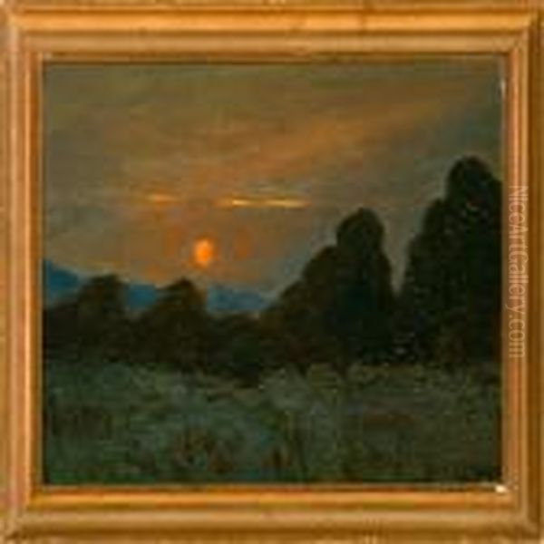 Sunset At Kullen,sweden Oil Painting by Viggo Christian Frederick Pedersen