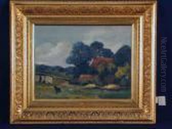 Landschaft Mit E. Fohlen Oil Painting by Viggo Christian Frederick Pedersen